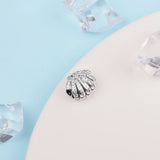 925 Sterling Silver Clear CZ Shell Charm Beads for Bracelets DIY