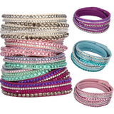 Women Crystal Leather Wrap Bangle Bracelet