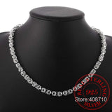 925 Sterling Silver Tap Clasp Buckle Chains Necklace for Men Women