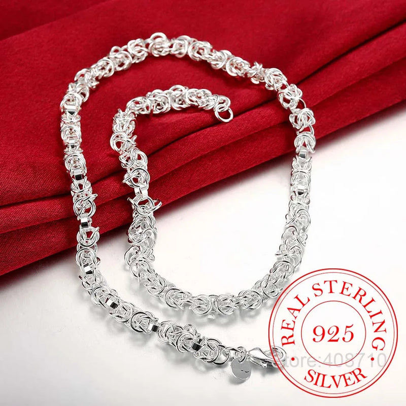 925 Sterling Silver Tap Clasp Buckle Chains Necklace for Men Women