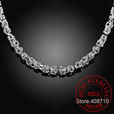 925 Sterling Silver Tap Clasp Buckle Chains Necklace for Men Women
