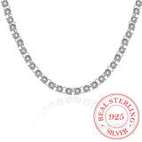 925 Sterling Silver Tap Clasp Buckle Chains Necklace for Men Women