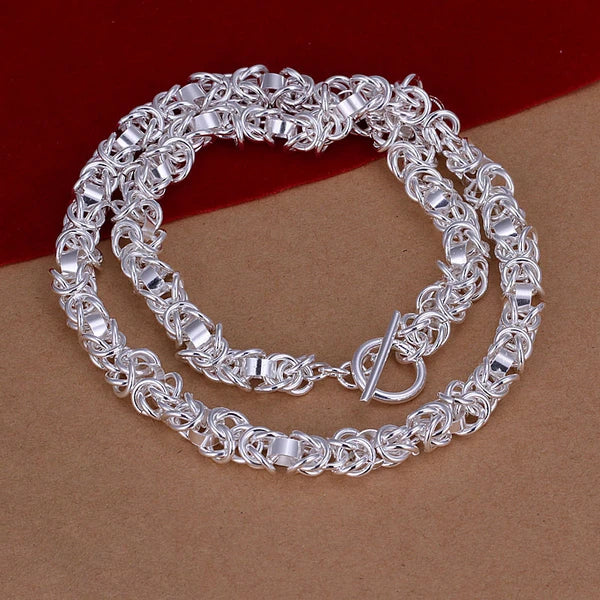 925 Sterling Silver Tap to Buckle Chains Necklace for Men