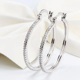 925 Sterling Silver Large Circle Hoop Earrings with Zircon Rond Earring