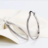 925 Sterling Silver Large Circle Hoop Earrings with Zircon Rond Earring