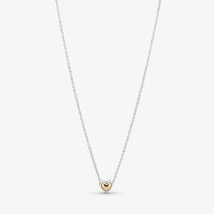 925 Silver Golden Heart Collier Necklace for Women