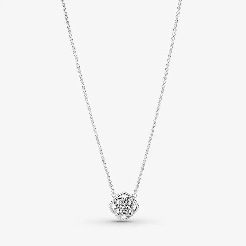 925 Sterling Silver Rose Petals Collier Necklace For Women