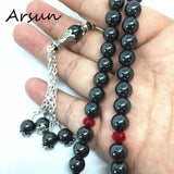 Natural Hematite Stone Muslim 33 Prayer Beads Islamic Tasbih Allah Prayer Rosary