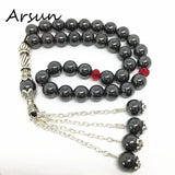 Natural Hematite Stone Muslim 33 Prayer Beads Islamic Tasbih Allah Prayer Rosary