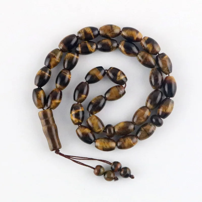 Tiger's Eye Agates Islamic Rosary Muslim Tasbih Beads 33 Misbaha Tesbih
