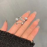 S925 Natural Pearl Wedding Engagement Ring with Wound Lab Diamond