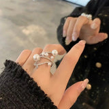 S925 Natural Pearl Wedding Engagement Ring with Wound Lab Diamond
