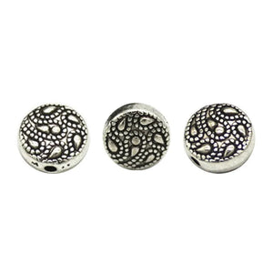 100 PCS 10mm*5mm Metal Alloy Beads Tibetan Silver Flat Round Spacer Beads