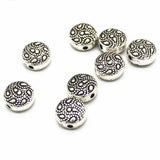 100 PCS 10mm*5mm Metal Alloy Beads Tibetan Silver Flat Round Spacer Beads
