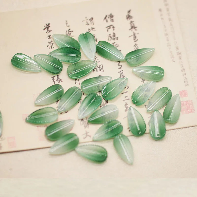 100 PCS Lampwork Leaf Pendant Charms For DIY Jewelry Making