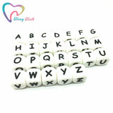 100 PCS 12 MM Alphabet Silicone English Letters Beads Cube BPA Baby Teethers