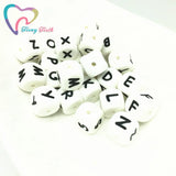 100 PCS 12 MM Alphabet Silicone English Letters Beads Cube BPA Baby Teethers