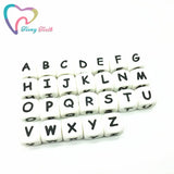 100 PCS 12 MM Alphabet Silicone English Letters Beads Cube BPA Baby Teethers