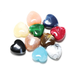 100 PCS 14mm Resin Acrylic Heart Beads Jewelry Making Spacer DIY Crafting