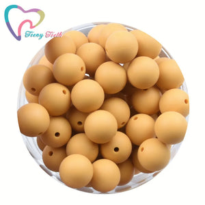 100 PCS 15 MM Round Silicone Beads Baby Teething Necklace Chewable Teether