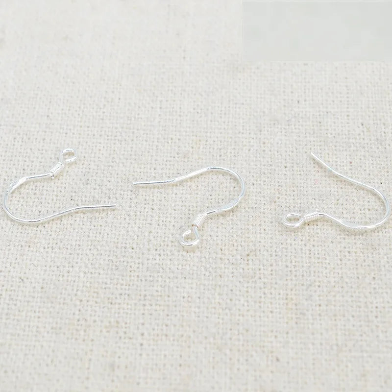 100 PCS Copper Thick Silver Ear Hook Earring Wires DIY Jewelry Findings