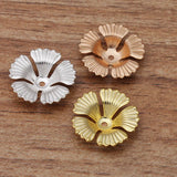 100 PCS 17x4mm Brass Flowers Base Filigree Bead Caps DIY Jewelry Making