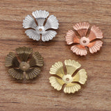 100 PCS 17x4mm Brass Flowers Base Filigree Bead Caps DIY Jewelry Making