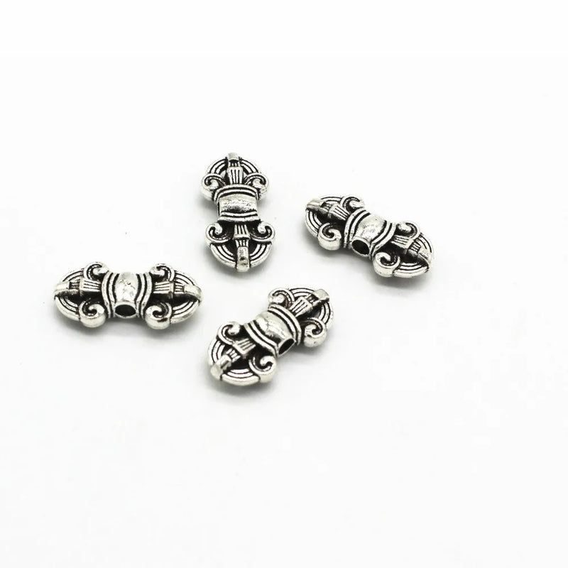 100 Vintage Zinc Alloy Silver Vajry Pestle Charms Beads