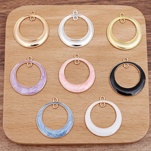 100 PCS Enamel Round Pendant Charms for DIY Jewelry Making