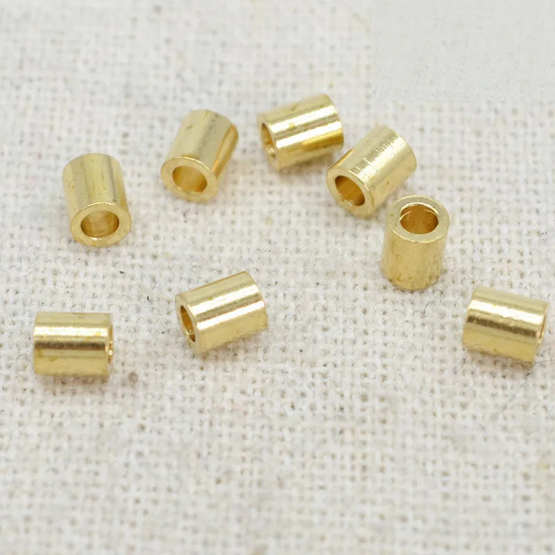 100 PCS Metal Brass Cylinder Spacer Beads for Jewelry Making