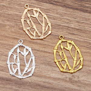 100 PCS 34x23mm Metal Bamboo Pendant Charms for DIY Jewelry Making
