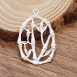 100 PCS 34x23mm Metal Bamboo Pendant Charms for DIY Jewelry Making