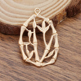 100 PCS 34x23mm Metal Bamboo Pendant Charms for DIY Jewelry Making