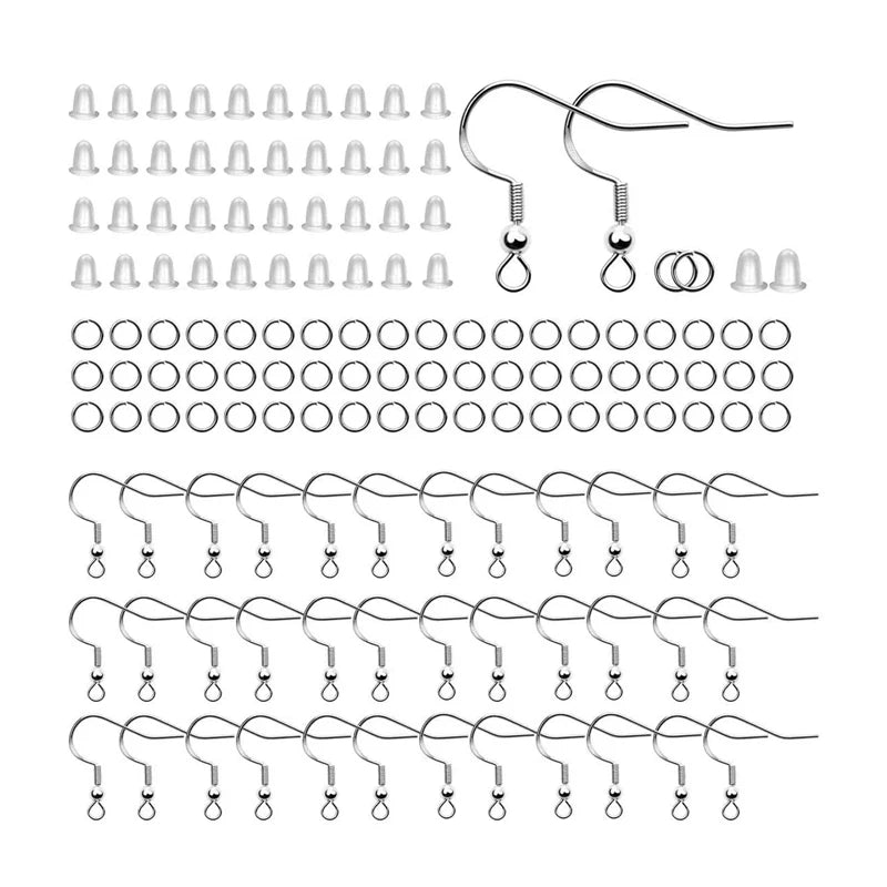 Earring Making Kit with Hooks, Rings, Backs: 300pcs Set