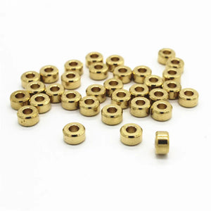 100 PCS 7x4mm Brass Round Spacer Beads 3mm Hole Jewelry Making