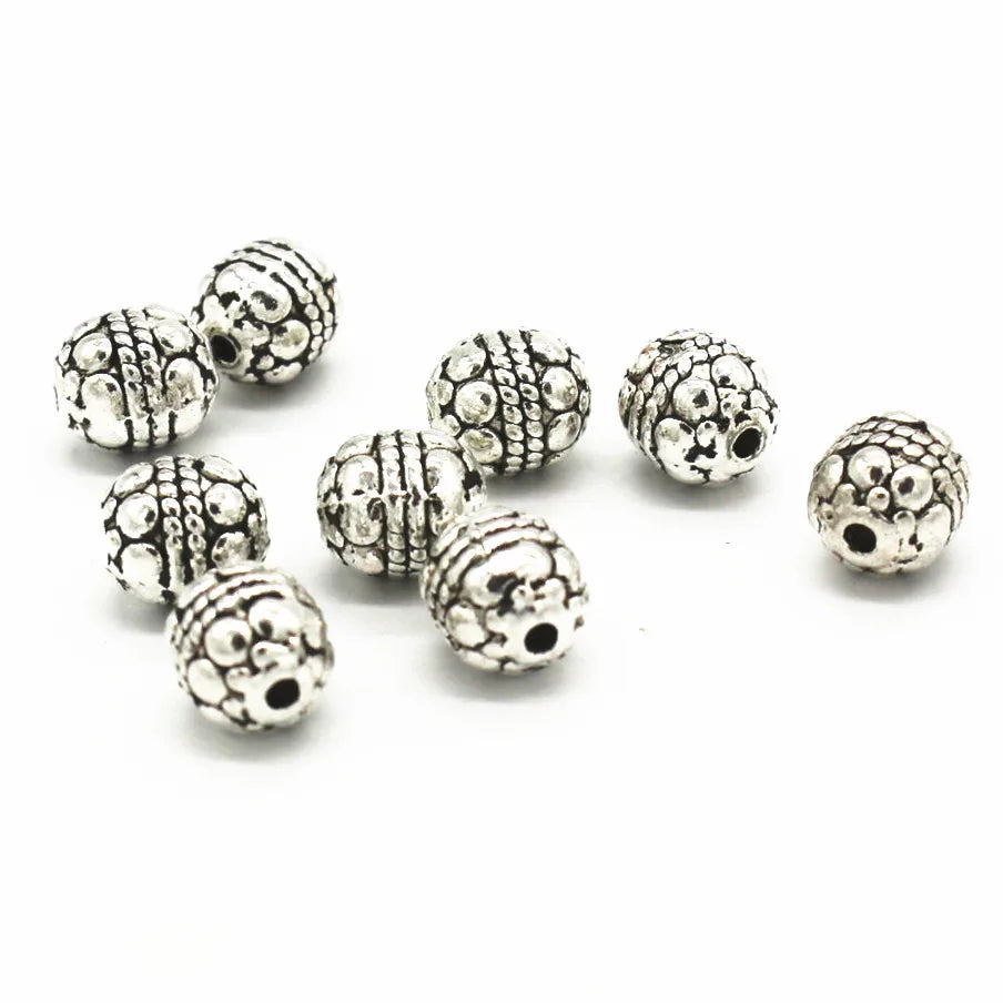 100 PCS Vintage Metal Alloy Spacer Beads Nepal Carved Hole Beads