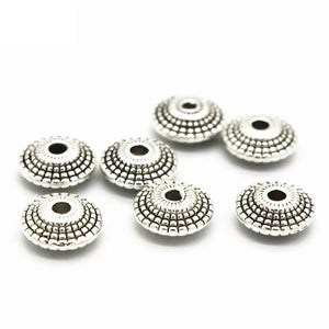 100 PCS Vintage Metal Antique Silver Spacer Beads for Jewelry Making