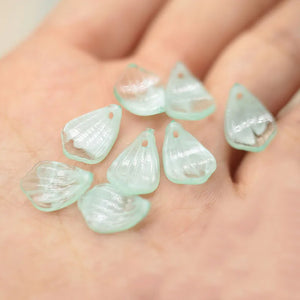 100 PCS 8x15mm Acrylic Green Petals Leaf Charms DIY Jewelry Making