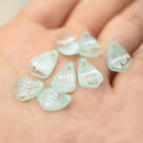 100 PCS 8x15mm Acrylic Green Petals Leaf Charms DIY Jewelry Making