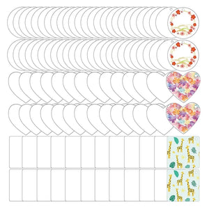 100 PCS Acrylic Blank Keychain Disc Set DIY Crafting 3 Shapes Transparent Blanks