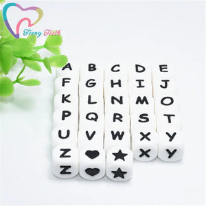 100 PCS Alphabet Letter Cube Food English Letter Bead BPA Silicone