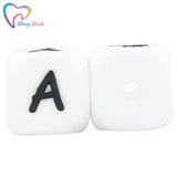 100 PCS Alphabet Letter Cube Food English Letter Bead BPA Silicone