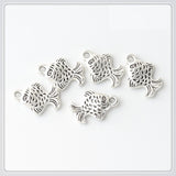 100 PCS Fish Pendant Charms Retro Silver Alloy DIY Jewelry Making