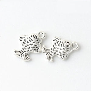 100 PCS Fish Pendant Charms Retro Silver Alloy DIY Jewelry Making