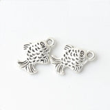 100 PCS Fish Pendant Charms Retro Silver Alloy DIY Jewelry Making
