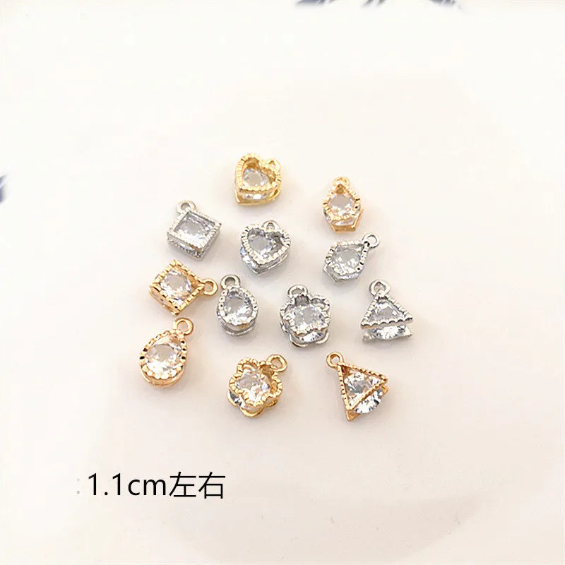 100 PCS Rhodium Zircon Pendant Charms For Jewelry