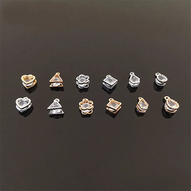 100 PCS Rhodium Zircon Pendant Charms For Jewelry