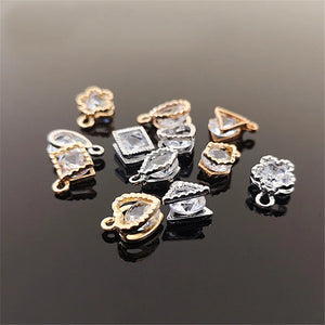 100 PCS Rhodium Zircon Pendant Charms For Jewelry