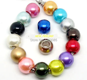 100 PCS Pearl European Beads Fit Bracelet Necklace ACB2