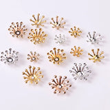 100 PCS Metal Copper Stamen Flowers Base Filigree Hollow Out Flowers Bead Caps